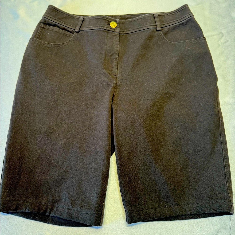 St. John women's shorts, black/charcoal, size 8, made in USA, EUC